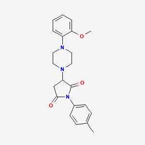 molecular formula C22H25N3O3 B4017013 3-[4-(2-methoxyphenyl)-1-piperazinyl]-1-(4-methylphenyl)-2,5-pyrrolidinedione 