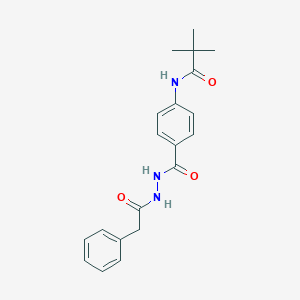 molecular formula C20H23N3O3 B401702 2,2-dimethyl-N-(4-{[2-(phenylacetyl)hydrazino]carbonyl}phenyl)propanamide 