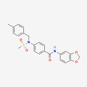 molecular formula C23H22N2O5S B4017037 N-1,3-benzodioxol-5-yl-4-[(4-methylbenzyl)(methylsulfonyl)amino]benzamide 