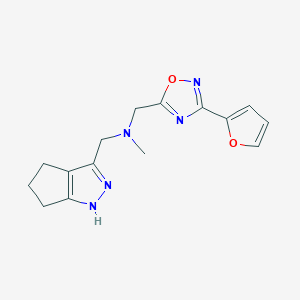 molecular formula C15H17N5O2 B4017044 1-[3-(2-furyl)-1,2,4-oxadiazol-5-yl]-N-methyl-N-(2,4,5,6-tetrahydrocyclopenta[c]pyrazol-3-ylmethyl)methanamine 