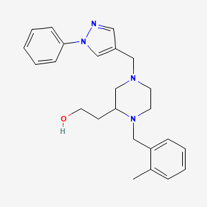 molecular formula C24H30N4O B4017047 2-{1-(2-methylbenzyl)-4-[(1-phenyl-1H-pyrazol-4-yl)methyl]-2-piperazinyl}ethanol 