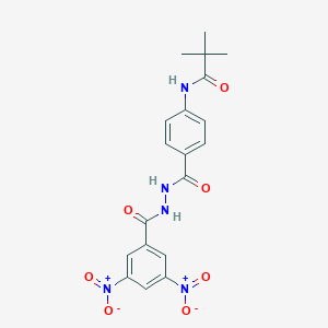 molecular formula C19H19N5O7 B401705 N-{4-[(2-{3,5-bisnitrobenzoyl}hydrazino)carbonyl]phenyl}-2,2-dimethylpropanamide 