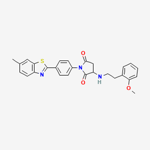 molecular formula C27H25N3O3S B4017053 3-{[2-(2-methoxyphenyl)ethyl]amino}-1-[4-(6-methyl-1,3-benzothiazol-2-yl)phenyl]-2,5-pyrrolidinedione 
