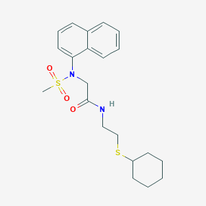 molecular formula C21H28N2O3S2 B4017072 N~1~-[2-(cyclohexylthio)ethyl]-N~2~-(methylsulfonyl)-N~2~-1-naphthylglycinamide 