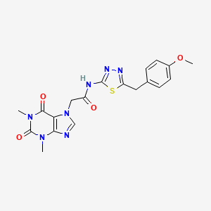 molecular formula C19H19N7O4S B4017077 2-(1,3-dimethyl-2,6-dioxo-1,2,3,6-tetrahydro-7H-purin-7-yl)-N-[5-(4-methoxybenzyl)-1,3,4-thiadiazol-2-yl]acetamide 