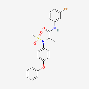 molecular formula C22H21BrN2O4S B4017107 N~1~-(3-bromophenyl)-N~2~-(methylsulfonyl)-N~2~-(4-phenoxyphenyl)alaninamide 