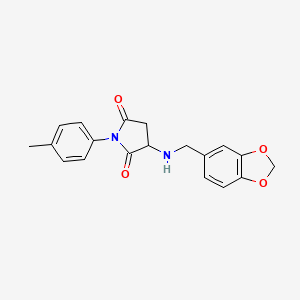 molecular formula C19H18N2O4 B4017113 3-[(1,3-benzodioxol-5-ylmethyl)amino]-1-(4-methylphenyl)-2,5-pyrrolidinedione 