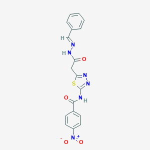 molecular formula C18H14N6O4S B401712 N-{5-[2-(2-benzylidenehydrazino)-2-oxoethyl]-1,3,4-thiadiazol-2-yl}-4-nitrobenzamide 