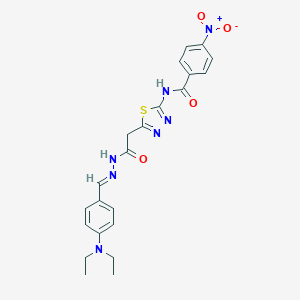 molecular formula C22H23N7O4S B401713 N-[5-(2-{2-[4-(diethylamino)benzylidene]hydrazino}-2-oxoethyl)-1,3,4-thiadiazol-2-yl]-4-nitrobenzamide 