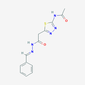 molecular formula C13H13N5O2S B401714 N-{5-[2-(2-benzylidenehydrazino)-2-oxoethyl]-1,3,4-thiadiazol-2-yl}acetamide 