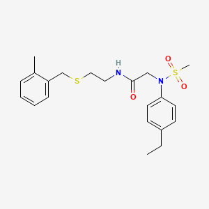molecular formula C21H28N2O3S2 B4017141 N~2~-(4-ethylphenyl)-N~1~-{2-[(2-methylbenzyl)thio]ethyl}-N~2~-(methylsulfonyl)glycinamide 