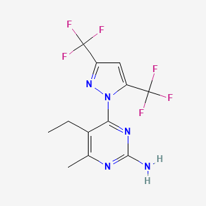 molecular formula C12H11F6N5 B4017161 4-[3,5-bis(trifluoromethyl)-1H-pyrazol-1-yl]-5-ethyl-6-methyl-2-pyrimidinamine 