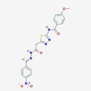 molecular formula C19H16N6O5S B401720 N-{5-[2-(2-{4-nitrobenzylidene}hydrazino)-2-oxoethyl]-1,3,4-thiadiazol-2-yl}-4-methoxybenzamide 