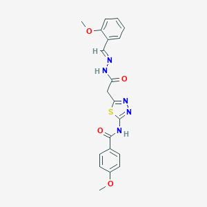 4-methoxy-N-[5-[2-[2-[(2-methoxyphenyl)methylidene]hydrazinyl]-2-oxoethyl]-1,3,4-thiadiazol-2-yl]benzamide