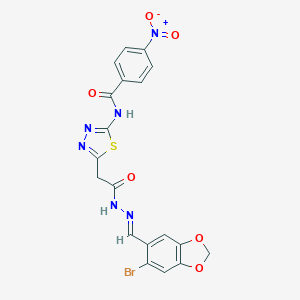 molecular formula C19H13BrN6O6S B401723 N-[5-(2-{2-[(6-bromo-1,3-benzodioxol-5-yl)methylene]hydrazino}-2-oxoethyl)-1,3,4-thiadiazol-2-yl]-4-nitrobenzamide 