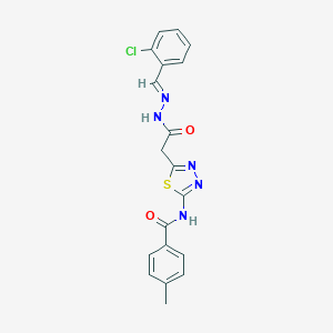 molecular formula C19H16ClN5O2S B401724 N-(5-{2-[2-(2-chlorobenzylidene)hydrazino]-2-oxoethyl}-1,3,4-thiadiazol-2-yl)-4-methylbenzamide 