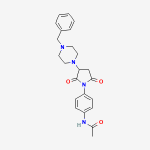 molecular formula C23H26N4O3 B4017251 N-{4-[3-(4-benzyl-1-piperazinyl)-2,5-dioxo-1-pyrrolidinyl]phenyl}acetamide 