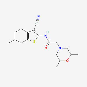 molecular formula C18H25N3O2S B4017295 N-(3-cyano-6-methyl-4,5,6,7-tetrahydro-1-benzothien-2-yl)-2-(2,6-dimethyl-4-morpholinyl)acetamide 