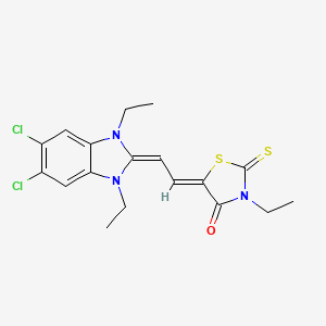 molecular formula C18H19Cl2N3OS2 B4017315 5-[2-(5,6-dichloro-1,3-diethyl-1,3-dihydro-2H-benzimidazol-2-ylidene)ethylidene]-3-ethyl-2-thioxo-1,3-thiazolidin-4-one 