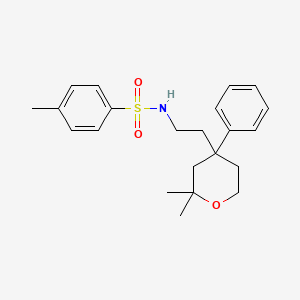 molecular formula C22H29NO3S B4017318 N-[2-(2,2-dimethyl-4-phenyltetrahydro-2H-pyran-4-yl)ethyl]-4-methylbenzenesulfonamide 