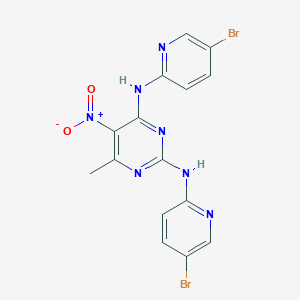 molecular formula C15H11Br2N7O2 B401733 2,4-Bis[(5-bromo-2-pyridinyl)amino]-5-nitro-6-methylpyrimidine 