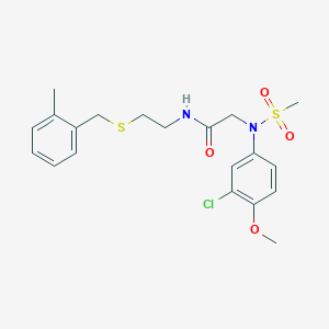 molecular formula C20H25ClN2O4S2 B4017338 N~2~-(3-chloro-4-methoxyphenyl)-N~1~-{2-[(2-methylbenzyl)thio]ethyl}-N~2~-(methylsulfonyl)glycinamide 