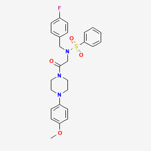 molecular formula C26H28FN3O4S B4017376 N-(4-fluorobenzyl)-N-{2-[4-(4-methoxyphenyl)-1-piperazinyl]-2-oxoethyl}benzenesulfonamide 