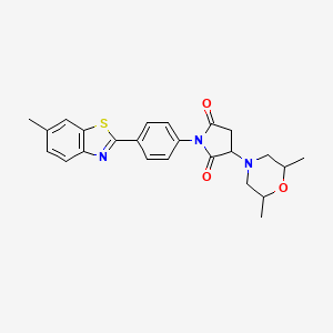 molecular formula C24H25N3O3S B4017381 3-(2,6-dimethyl-4-morpholinyl)-1-[4-(6-methyl-1,3-benzothiazol-2-yl)phenyl]-2,5-pyrrolidinedione 
