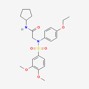 molecular formula C23H30N2O6S B4017389 N~1~-cyclopentyl-N~2~-[(3,4-dimethoxyphenyl)sulfonyl]-N~2~-(4-ethoxyphenyl)glycinamide 
