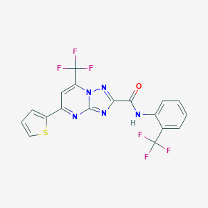 molecular formula C18H9F6N5OS B401739 5-thien-2-yl-7-(trifluoromethyl)-N-[2-(trifluoromethyl)phenyl][1,2,4]triazolo[1,5-a]pyrimidine-2-carboxamide 