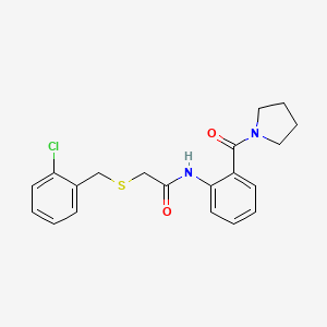 molecular formula C20H21ClN2O2S B4017414 2-[(2-chlorobenzyl)thio]-N-[2-(1-pyrrolidinylcarbonyl)phenyl]acetamide 