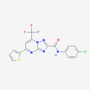 molecular formula C17H9ClF3N5OS B401742 N-(4-chlorophenyl)-5-(2-thienyl)-7-(trifluoromethyl)[1,2,4]triazolo[1,5-a]pyrimidine-2-carboxamide 