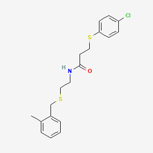 molecular formula C19H22ClNOS2 B4017425 3-[(4-chlorophenyl)thio]-N-{2-[(2-methylbenzyl)thio]ethyl}propanamide 