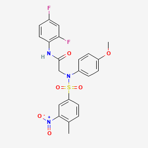 molecular formula C22H19F2N3O6S B4017438 N~1~-(2,4-difluorophenyl)-N~2~-(4-methoxyphenyl)-N~2~-[(4-methyl-3-nitrophenyl)sulfonyl]glycinamide 