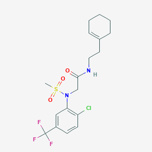 molecular formula C18H22ClF3N2O3S B4017446 N~2~-[2-chloro-5-(trifluoromethyl)phenyl]-N~1~-[2-(1-cyclohexen-1-yl)ethyl]-N~2~-(methylsulfonyl)glycinamide 