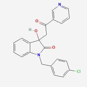 molecular formula C22H17ClN2O3 B4017487 1-(4-chlorobenzyl)-3-hydroxy-3-[2-oxo-2-(3-pyridinyl)ethyl]-1,3-dihydro-2H-indol-2-one 