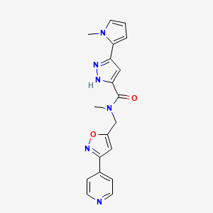 molecular formula C19H18N6O2 B4017491 N-甲基-3-(1-甲基-1H-吡咯-2-基)-N-[(3-吡啶-4-基异恶唑-5-基)甲基]-1H-吡唑-5-甲酰胺 