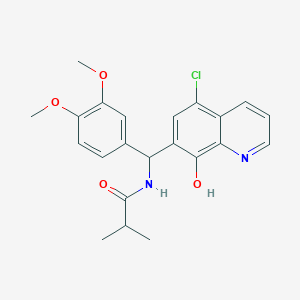molecular formula C22H23ClN2O4 B4017504 N-[(5-chloro-8-hydroxy-7-quinolinyl)(3,4-dimethoxyphenyl)methyl]-2-methylpropanamide 