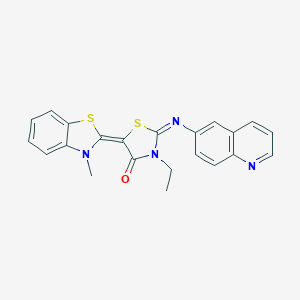 molecular formula C22H18N4OS2 B401752 3-ethyl-5-(3-methyl-1,3-benzothiazol-2(3H)-ylidene)-2-(6-quinolinylimino)-1,3-thiazolidin-4-one 