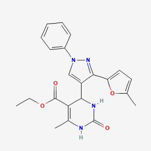 molecular formula C22H22N4O4 B4017521 ethyl 6-methyl-4-[3-(5-methyl-2-furyl)-1-phenyl-1H-pyrazol-4-yl]-2-oxo-1,2,3,4-tetrahydro-5-pyrimidinecarboxylate 