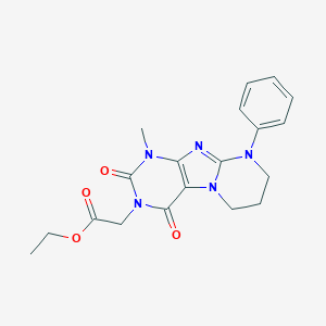 molecular formula C19H21N5O4 B401756 ethyl 2-(1-methyl-2,4-dioxo-9-phenyl-7,8-dihydro-6H-purino[7,8-a]pyrimidin-3-yl)acetate CAS No. 164410-88-2