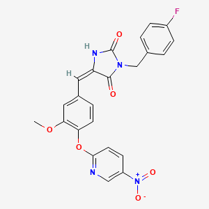3-(4-fluorobenzyl)-5-{3-methoxy-4-[(5-nitro-2-pyridinyl)oxy]benzylidene}-2,4-imidazolidinedione