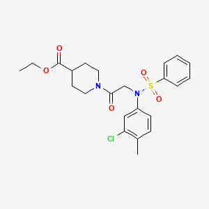 molecular formula C23H27ClN2O5S B4017584 ethyl 1-[N-(3-chloro-4-methylphenyl)-N-(phenylsulfonyl)glycyl]-4-piperidinecarboxylate 