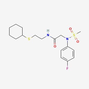 molecular formula C17H25FN2O3S2 B4017595 N~1~-[2-(cyclohexylthio)ethyl]-N~2~-(4-fluorophenyl)-N~2~-(methylsulfonyl)glycinamide 