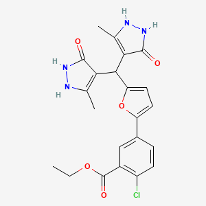 molecular formula C22H21ClN4O5 B4017622 ethyl 5-{5-[bis(5-hydroxy-3-methyl-1H-pyrazol-4-yl)methyl]-2-furyl}-2-chlorobenzoate CAS No. 1239735-34-2