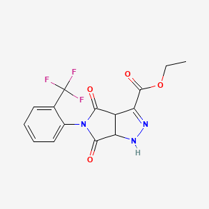 ethyl 4,6-dioxo-5-[2-(trifluoromethyl)phenyl]-1,3a,4,5,6,6a-hexahydropyrrolo[3,4-c]pyrazole-3-carboxylate