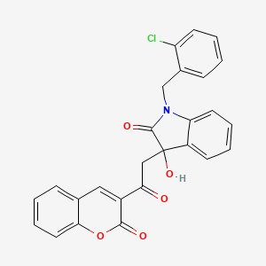 molecular formula C26H18ClNO5 B4017694 1-(2-chlorobenzyl)-3-hydroxy-3-[2-oxo-2-(2-oxo-2H-chromen-3-yl)ethyl]-1,3-dihydro-2H-indol-2-one 
