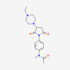 molecular formula C18H24N4O3 B4017710 N-{4-[3-(4-ethyl-1-piperazinyl)-2,5-dioxo-1-pyrrolidinyl]phenyl}acetamide 