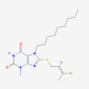 molecular formula C19H29ClN4O2S B401773 8-[(3-chloro-2-butenyl)sulfanyl]-3-methyl-7-nonyl-3,7-dihydro-1H-purine-2,6-dione 