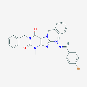 molecular formula C27H23BrN6O2 B401774 1,7-dibenzyl-8-[(2E)-2-(4-bromobenzylidene)hydrazinyl]-3-methyl-3,7-dihydro-1H-purine-2,6-dione CAS No. 331672-12-9